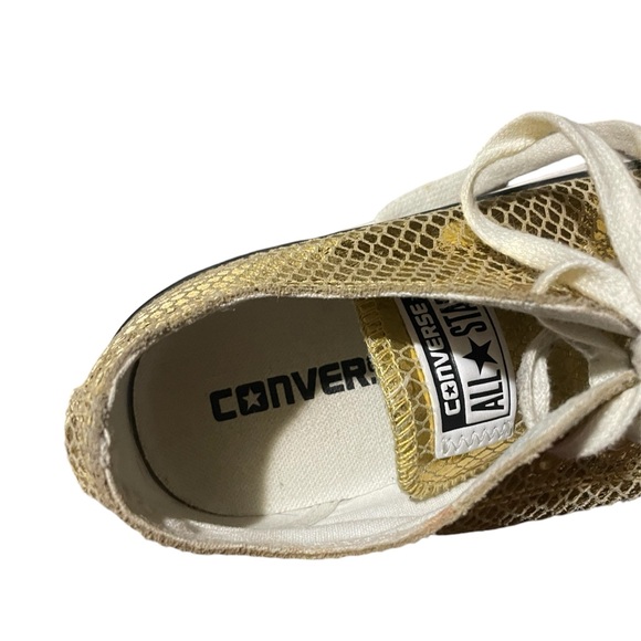 Women’s Converse All Star Chuck Taylor Gold Sneakers, Gold w/ Snakeskin, Size 7 - Picture 5 of 11